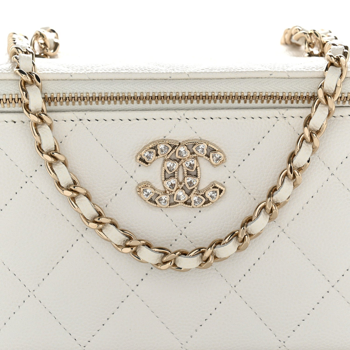 Small Quilted Caviar Handbag - White