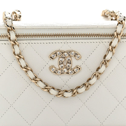 Small Quilted Caviar Handbag - White