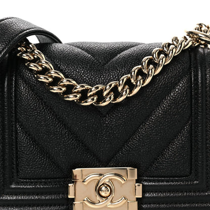 Mini Quilted Caviar Flap Shoulder Bag - Black
