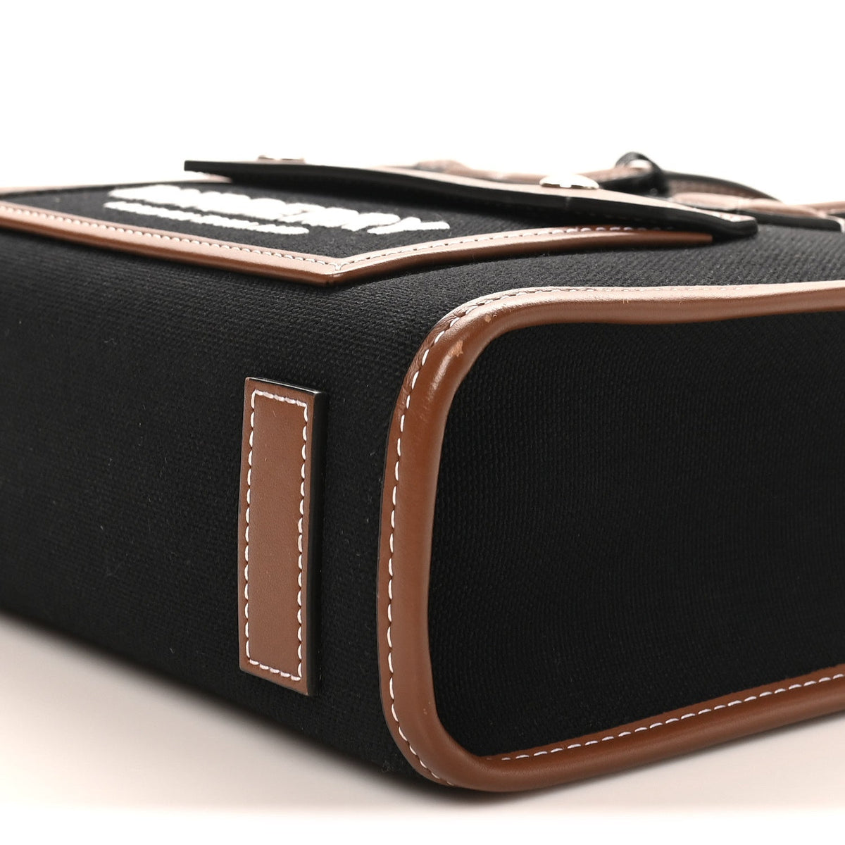 Mini Calfskin Canvas Tote Bag - Black