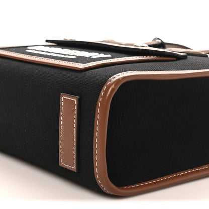 Mini Calfskin Canvas Tote Bag - Black