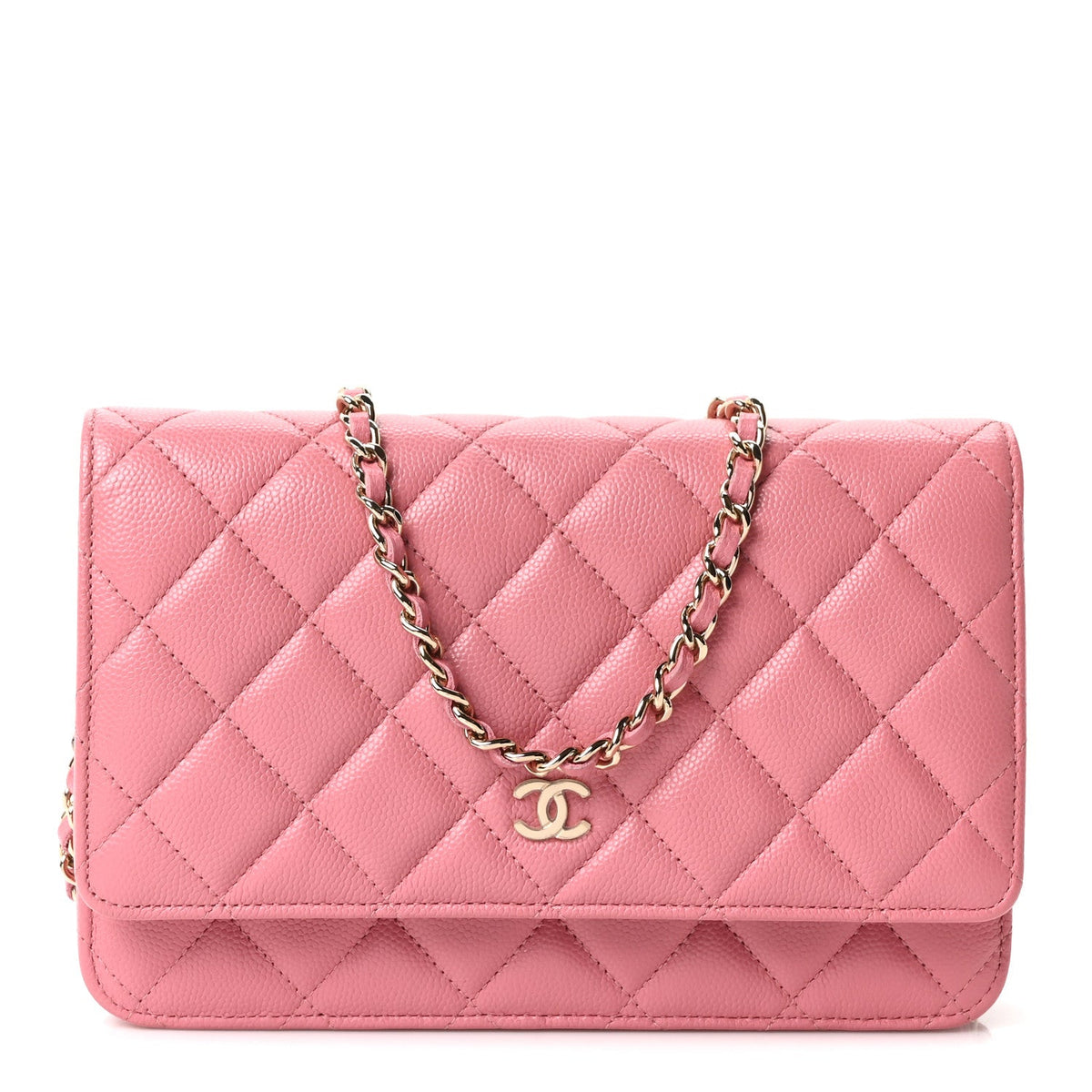 Quilted Caviar Wallet Bag - Pink