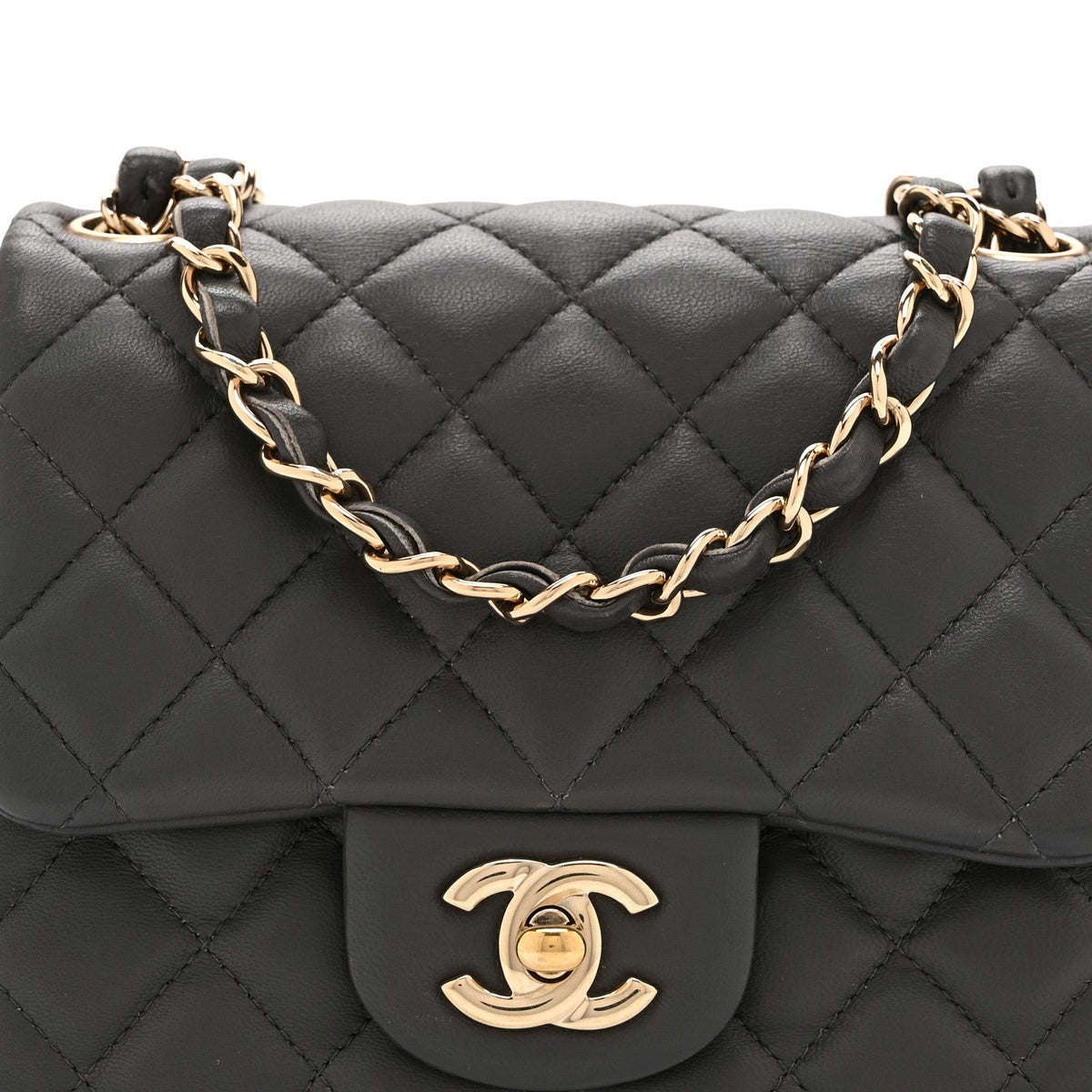 Mini Quilted Lambskin Flap Shoulder Bag - Grey