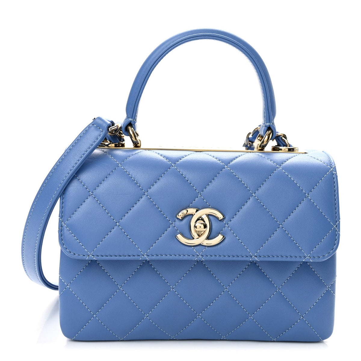 Mini Quilted Lambskin Flap Shoulder Bag - Light Blue