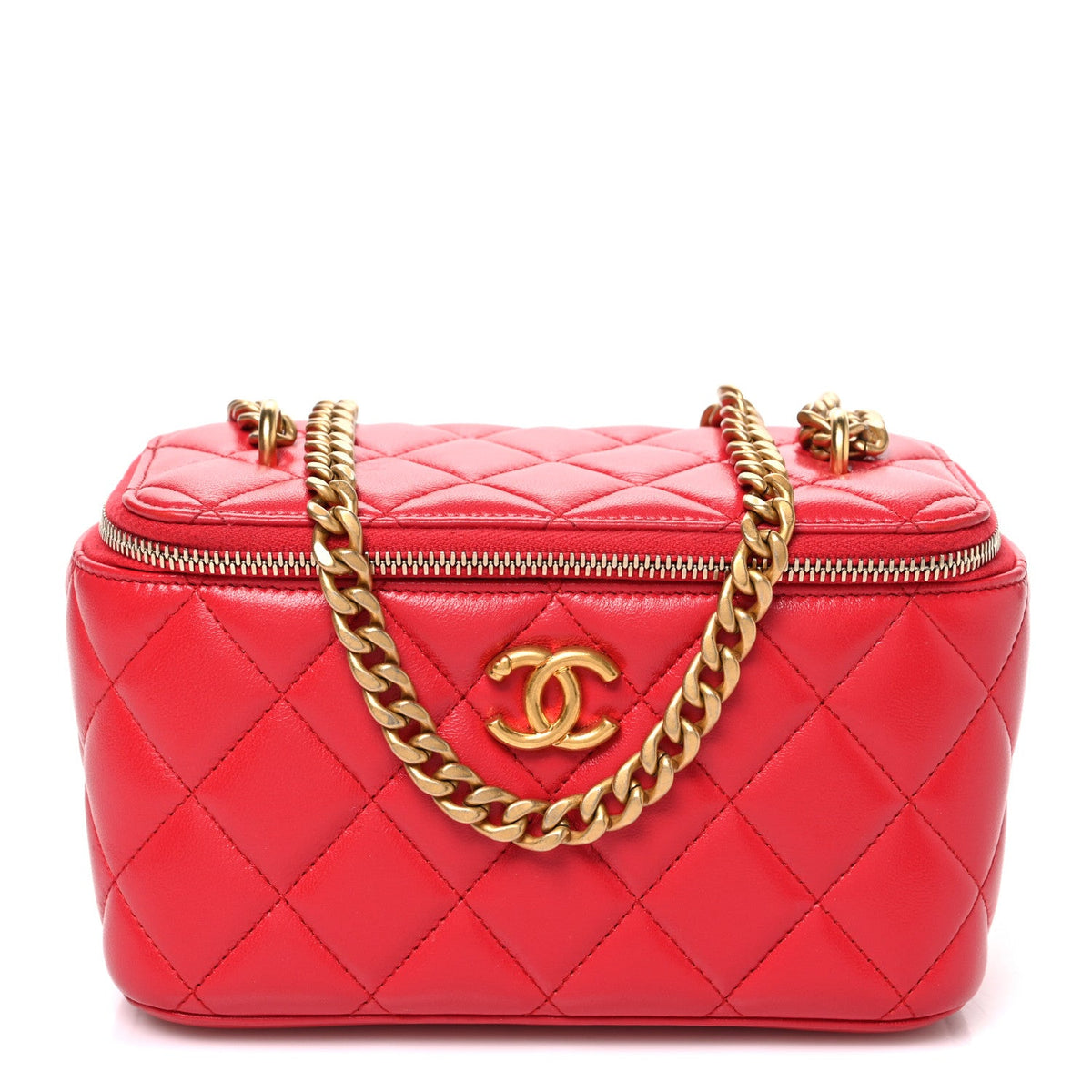 Quilted Caviar Handbag - Red