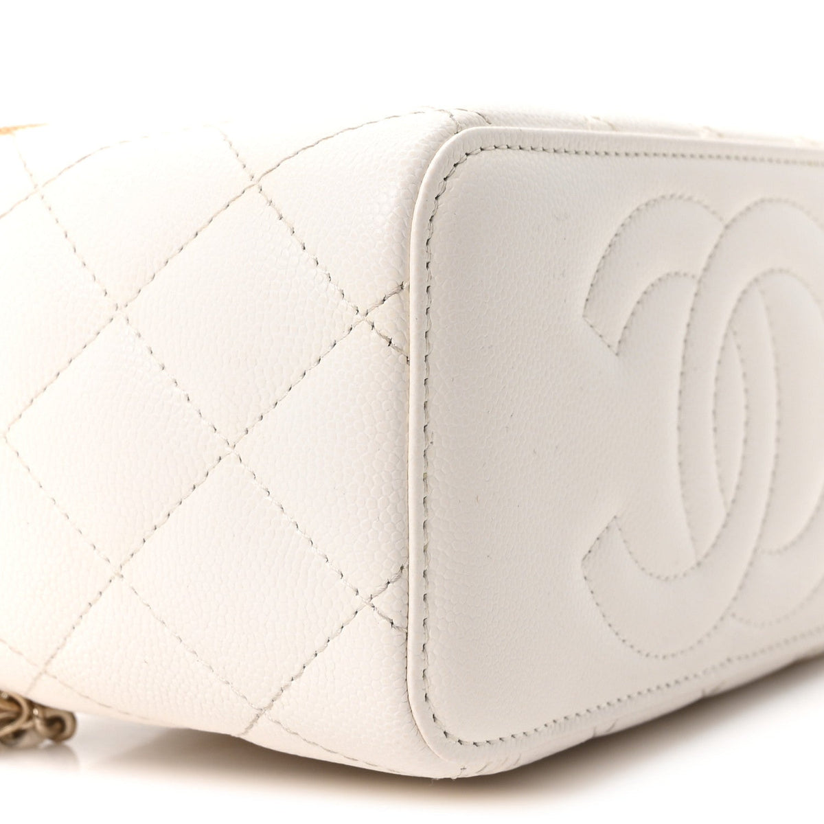 Quilted Caviar Handbag - White