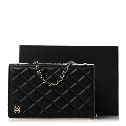 Quilted Lambskin Wallet Bag - Black
