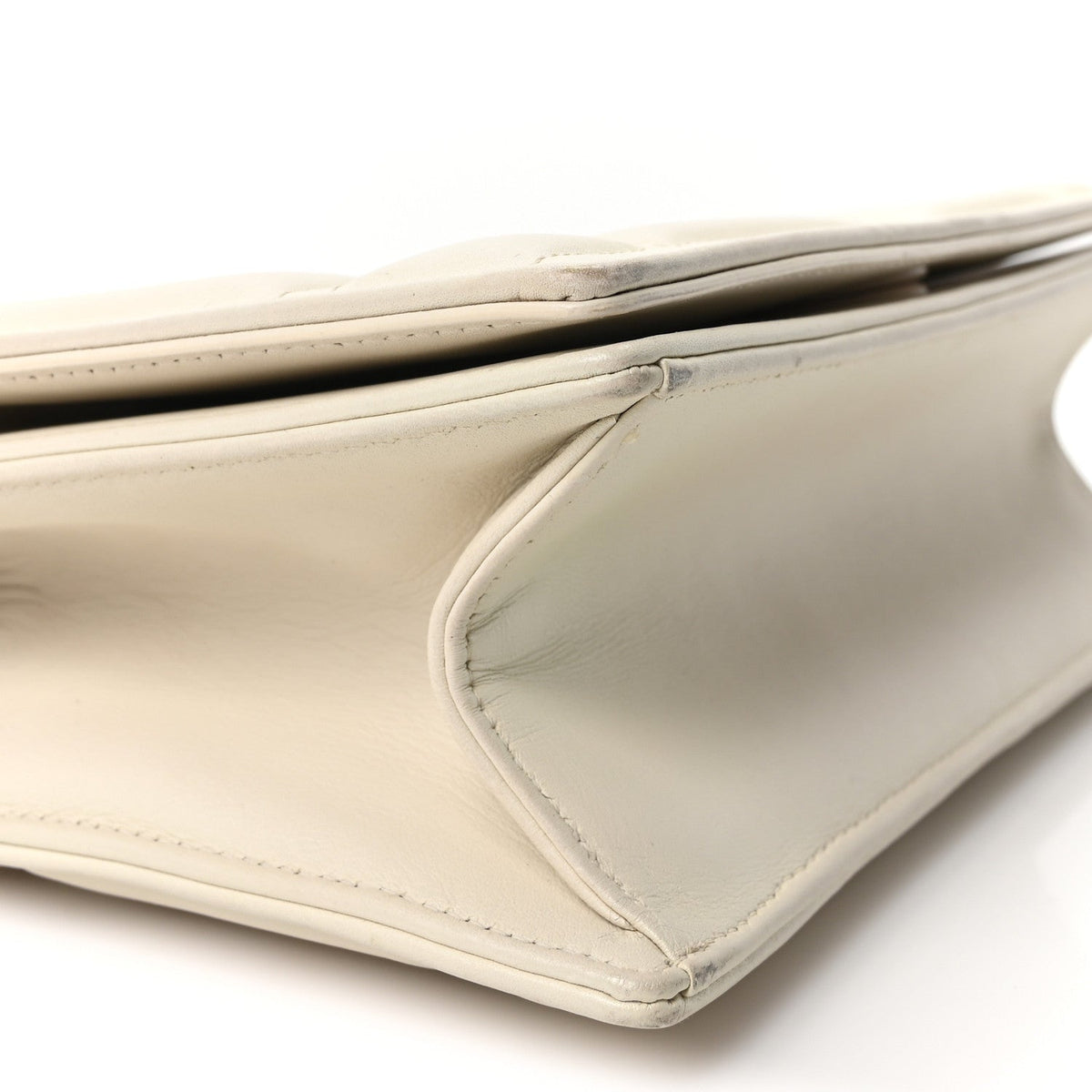 Small Calfskin Flap Shoulder Bag - White