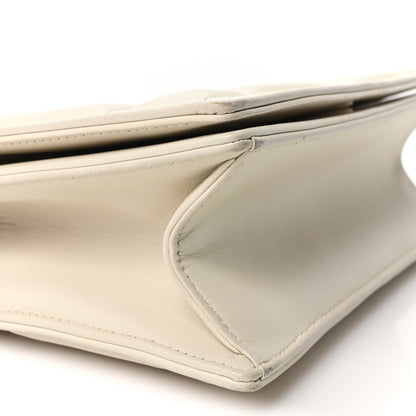 Small Calfskin Flap Shoulder Bag - White