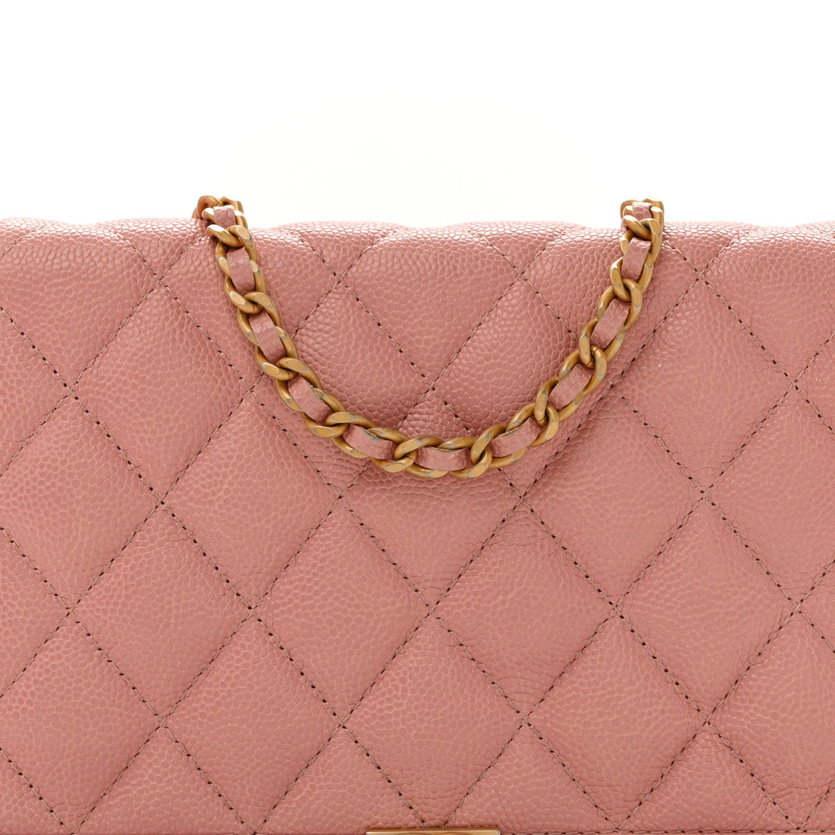 Quilted Caviar Wallet Bag - Pink