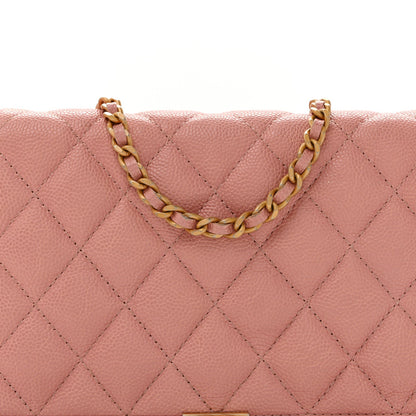 Quilted Caviar Wallet Bag - Pink