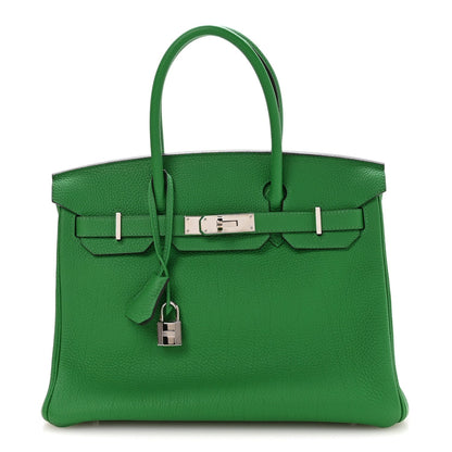 Taurillon Clemence Birkin 30 Menthe Handbag