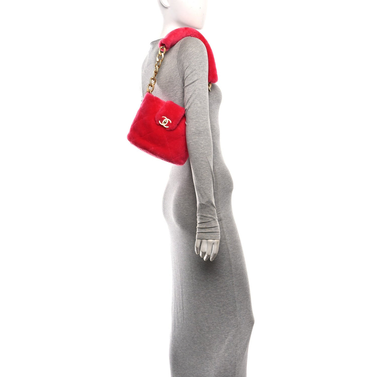 Quilted Shearling Bucket Bag