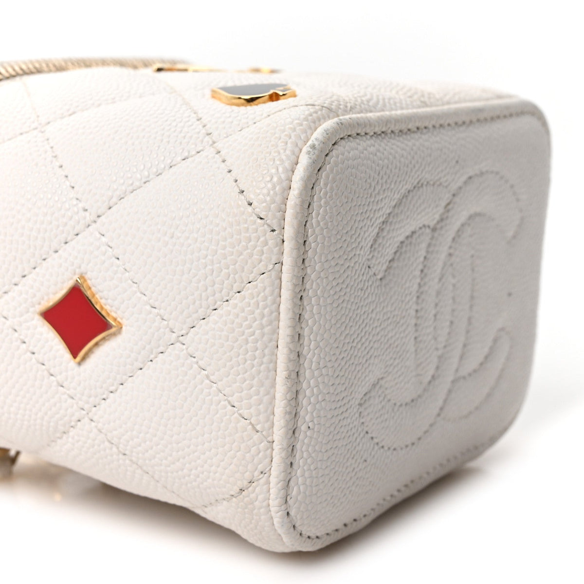 Mini Quilted Caviar Handbag - White