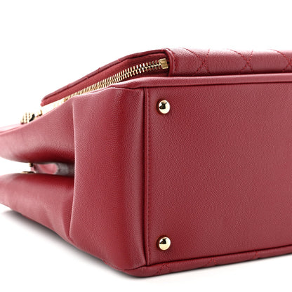 Small Quilted Caviar Handbag - Red