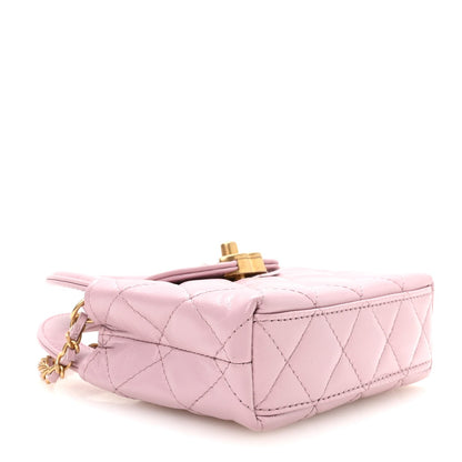 Mini Quilted Calfskin Handbag - Pink