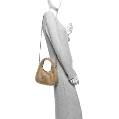 Mini Suede Shearling Hobo Bag