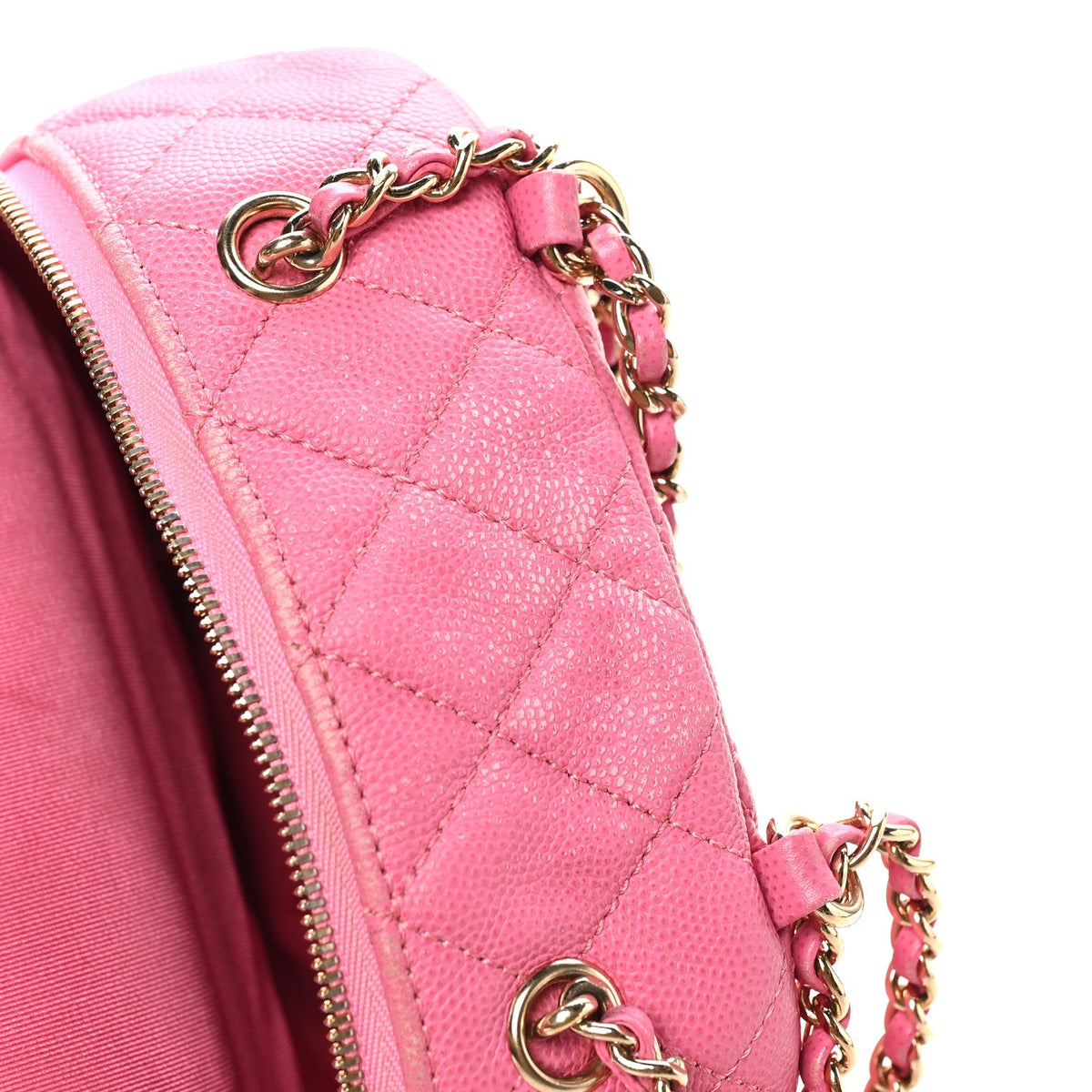 Small Quilted Caviar Backpack - Pink