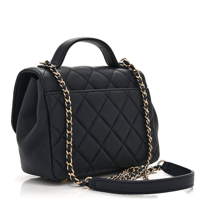 Mini Quilted Caviar Flap Shoulder Bag - Blue