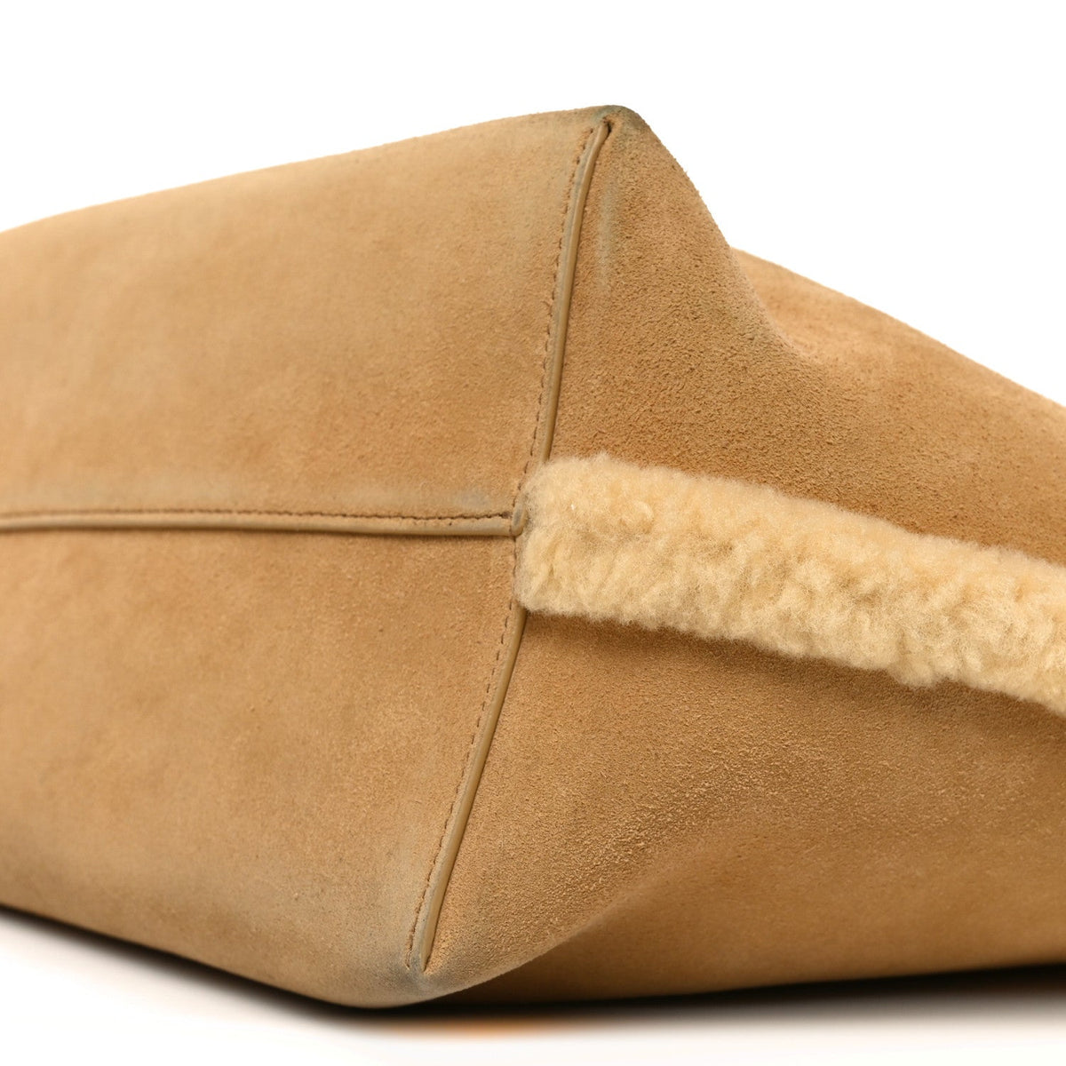 Medium Suede Shearling Handbag - Natural