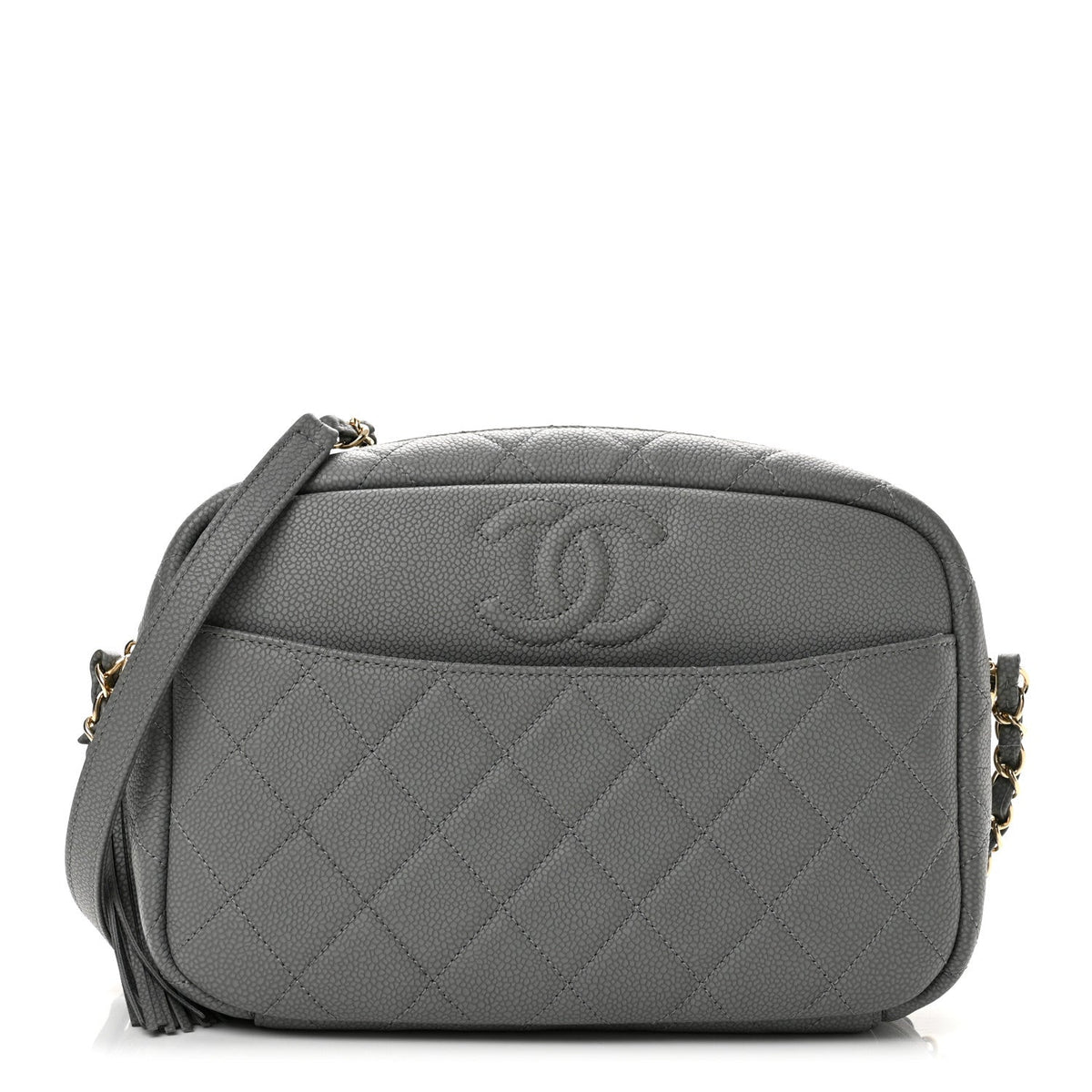 Small Quilted Caviar Handbag - Grey