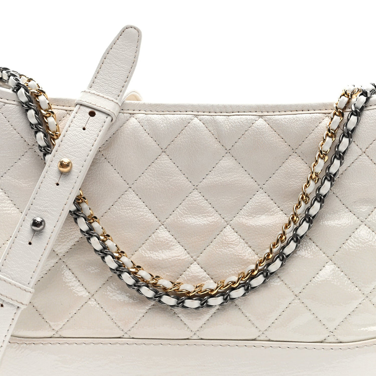 Medium Quilted Goatskin Hobo Bag - White
