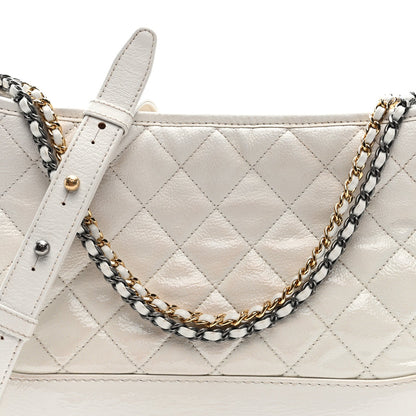 Medium Quilted Goatskin Hobo Bag - White