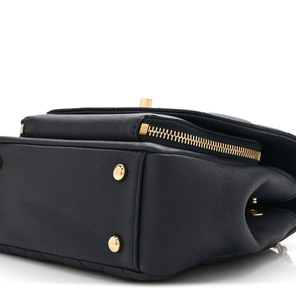 Mini Quilted Caviar Flap Shoulder Bag - Blue