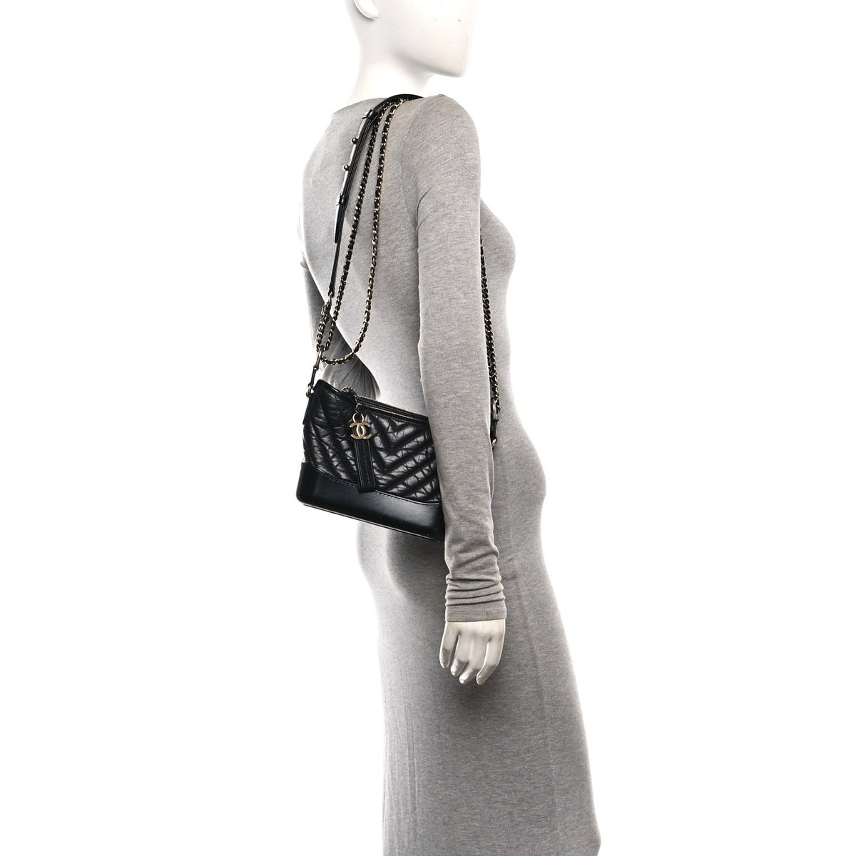 Small Quilted Calfskin Hobo Bag - Black