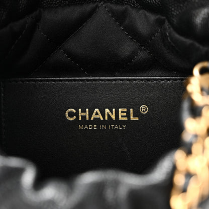 Mini Quilted Caviar Handbag - Black