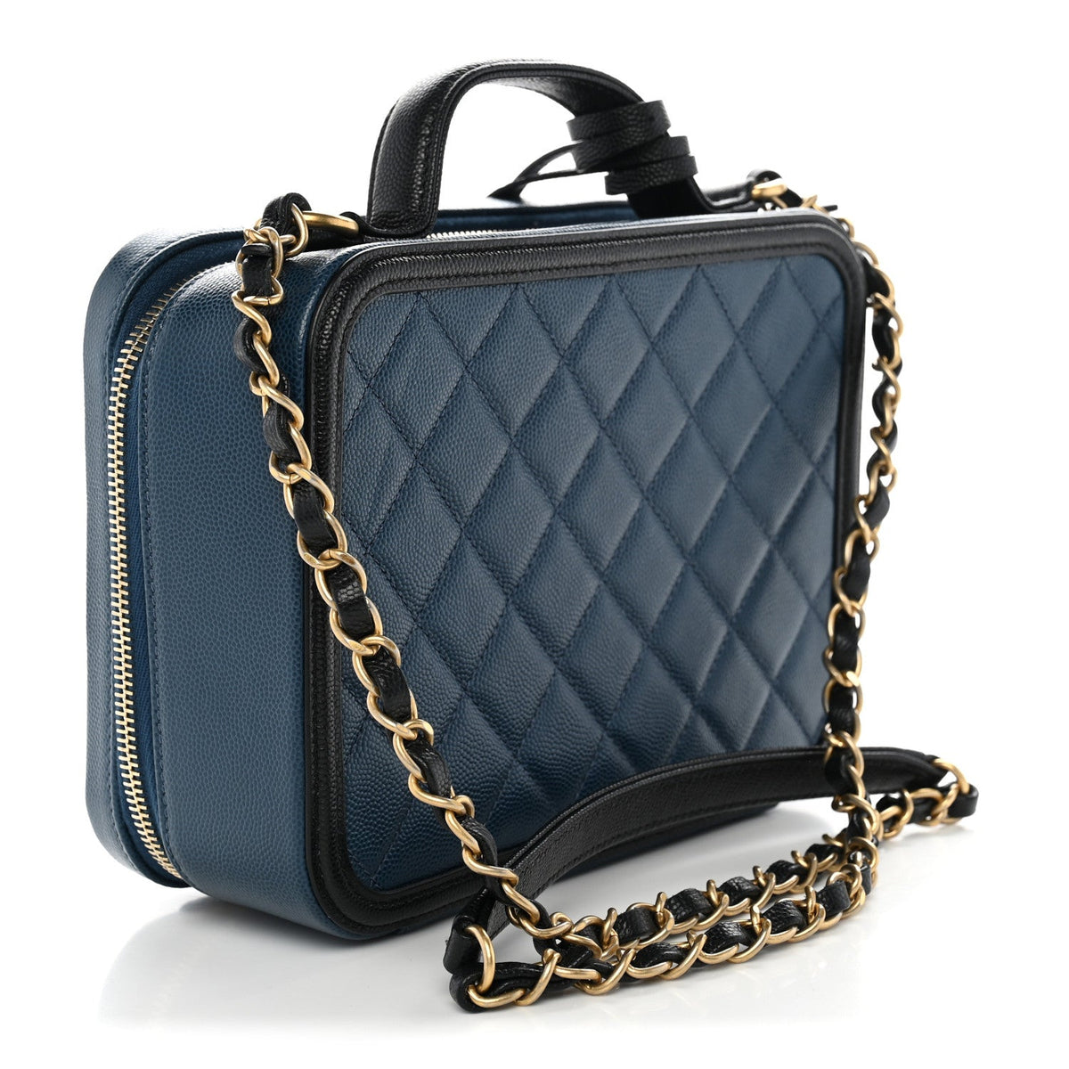 Medium Quilted Caviar Handbag - Black