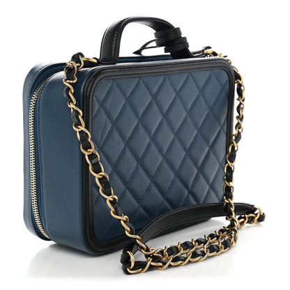 Medium Quilted Caviar Handbag - Black
