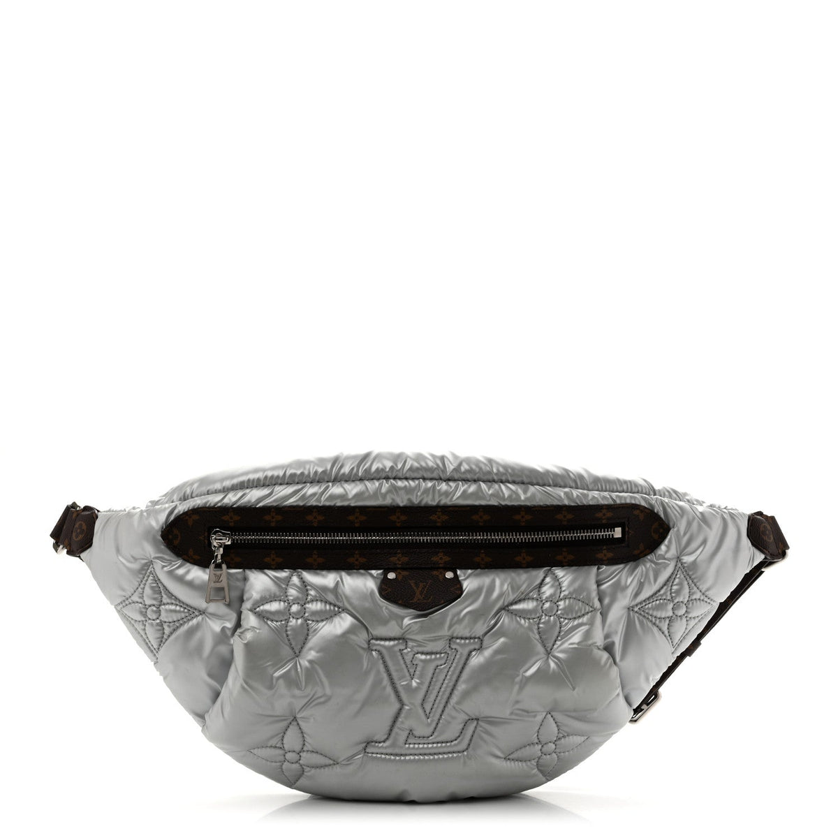 Econyl Monogram Pillow Bumbag Silver Handbag