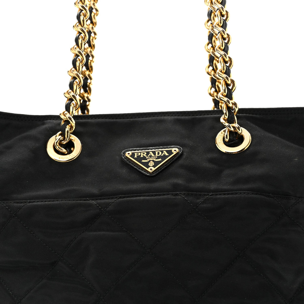 Quilted Nylon Tote Bag - Black