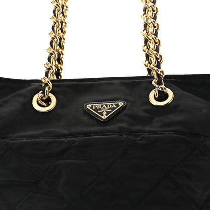 Quilted Nylon Tote Bag - Black
