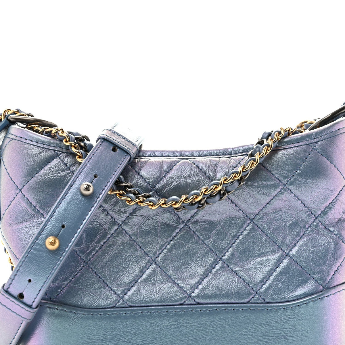 Small Quilted Calfskin Hobo Bag - Blue