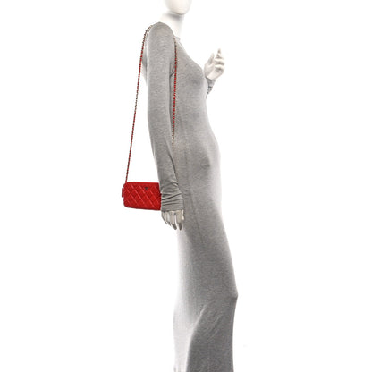 Small Quilted Lambskin Clutch Bag - Red