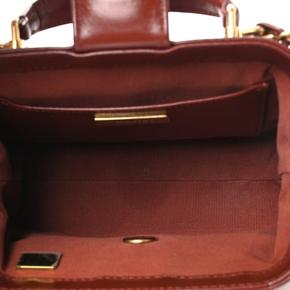 Mini Quilted Lambskin Handbag - Brown