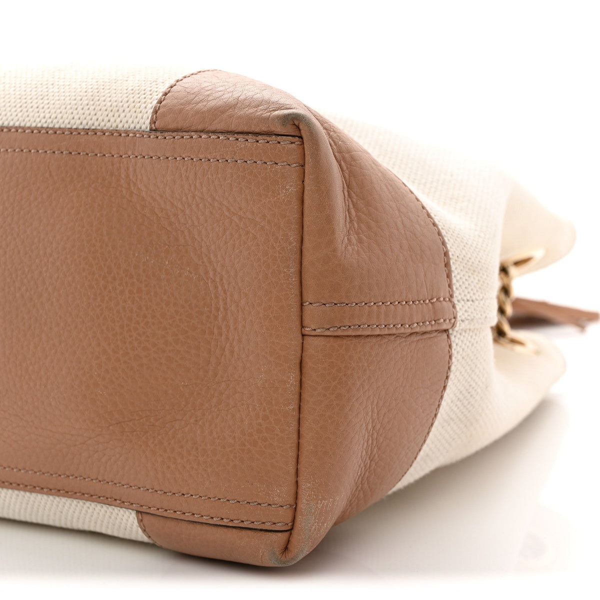 Medium Calfskin Canvas Shoulder Bag - White