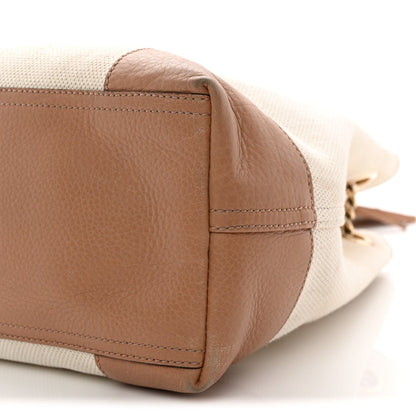 Medium Calfskin Canvas Shoulder Bag - White