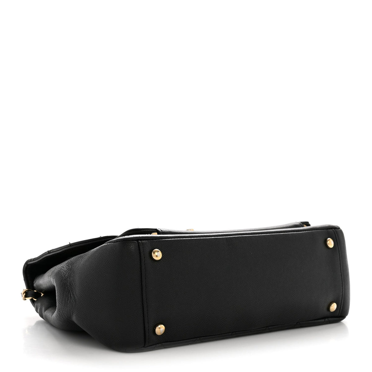 Large Quilted Caviar Flap Shoulder Bag - Black