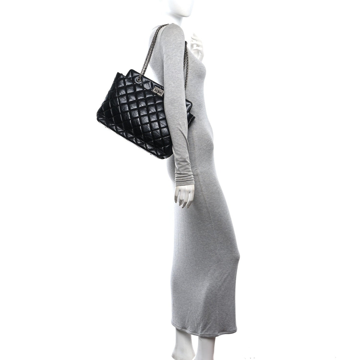 Quilted Calfskin Tote Bag - Black