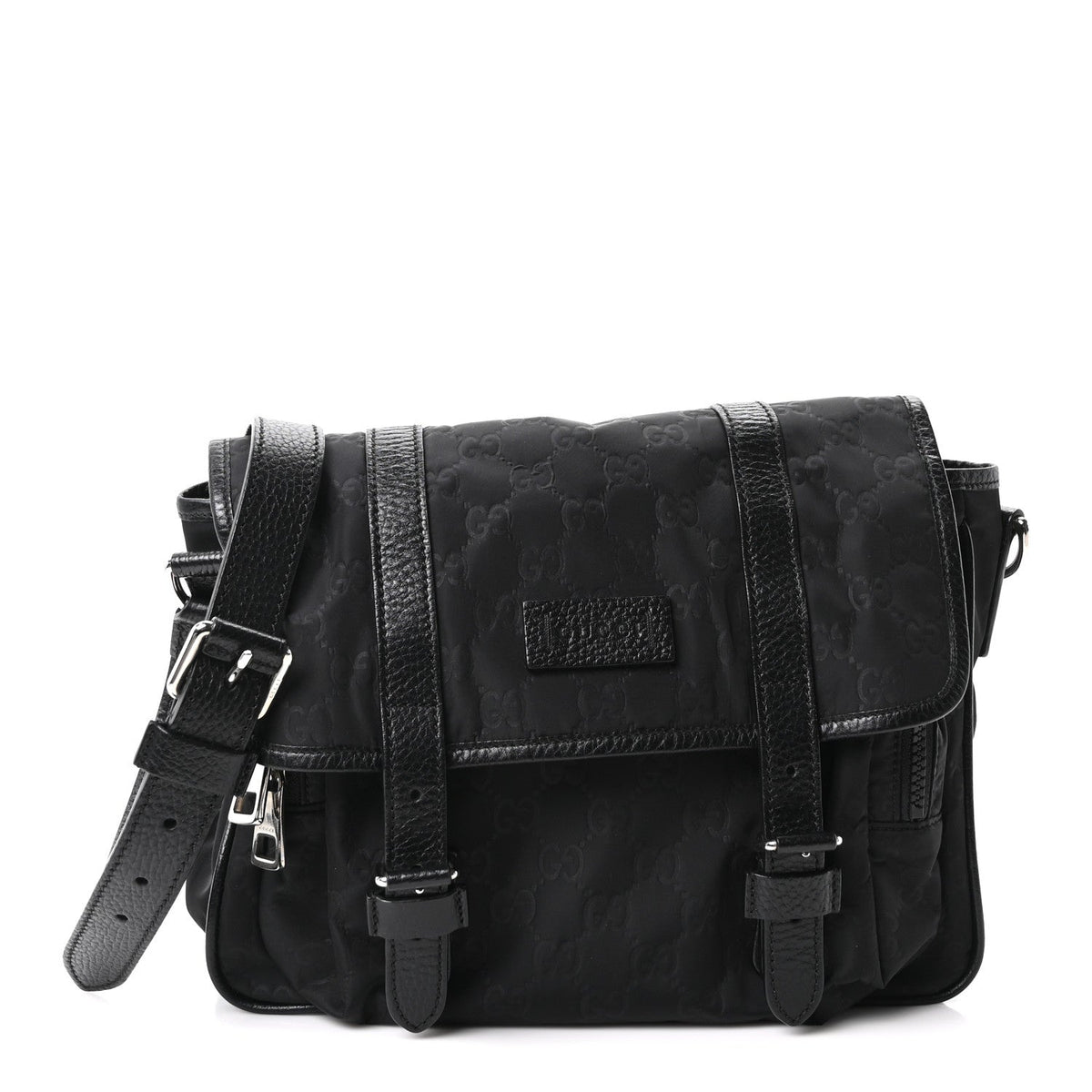 Nylon Flap Shoulder Bag - Black