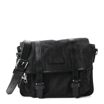 Nylon Flap Shoulder Bag - Black