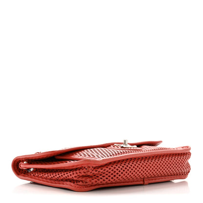 Large Calfskin Flap Shoulder Bag - Red