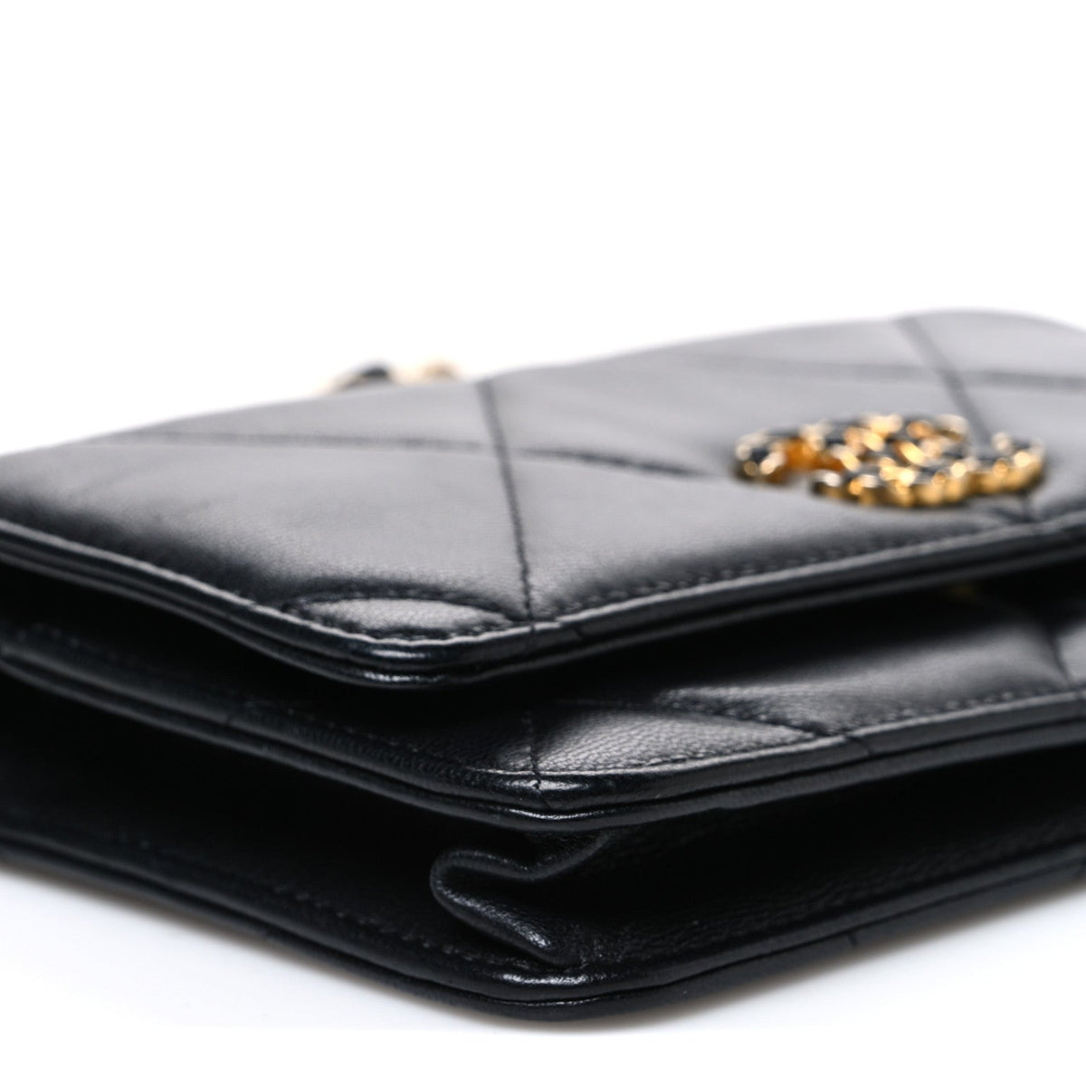 Quilted Goatskin Wallet Bag - Black