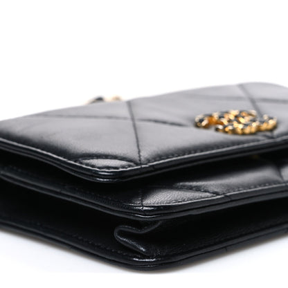 Quilted Goatskin Wallet Bag - Black