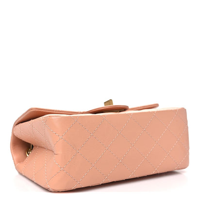 Mini Quilted Calfskin Flap Shoulder Bag - Beige