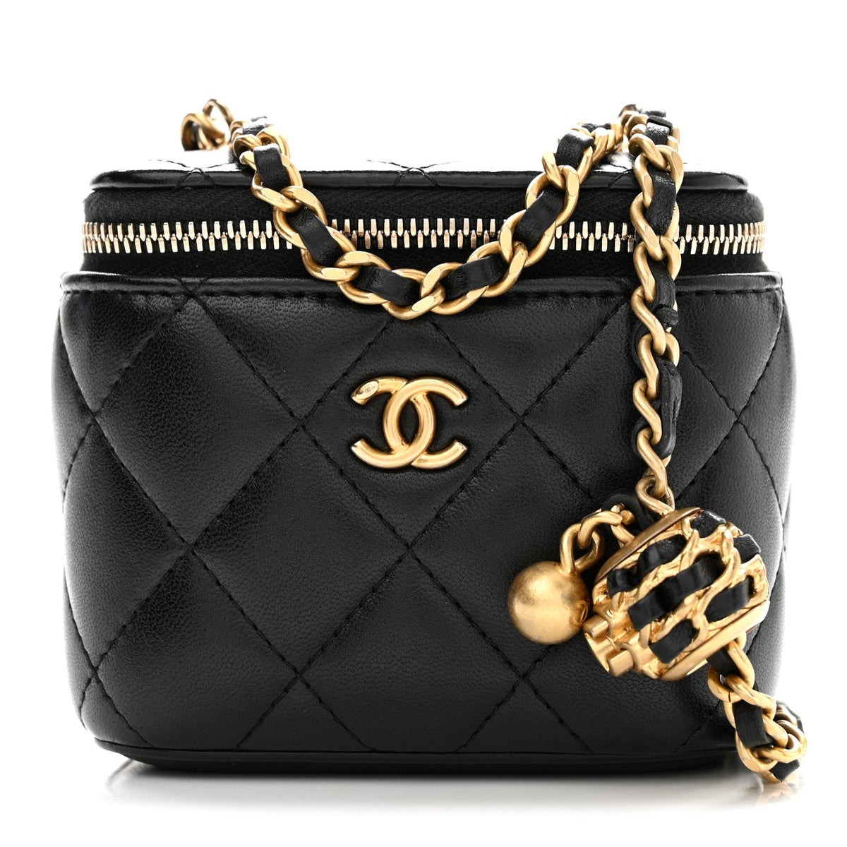 Mini Quilted Lambskin Handbag - Black