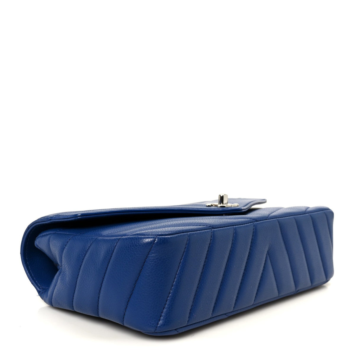 Quilted Caviar Flap Shoulder Bag - Blue